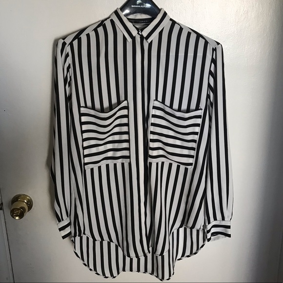 Zara Tops - Zara Striped Button Down Shirt